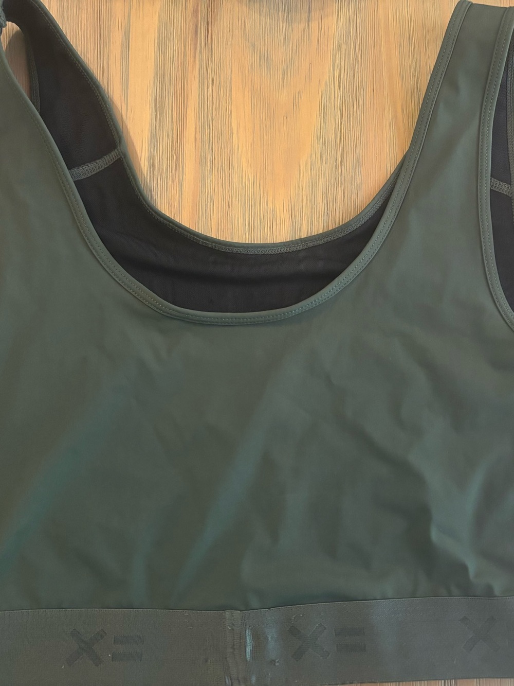 TomboyX Thyme Green Scoop Neck Compression Bra size Large